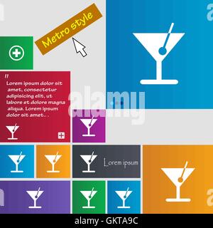 Cocktail-Symbol Zeichen. Schaltflächen. Moderne Oberfläche Webseite mit Cursor Cursor Tasten. Vektor Stock Vektor