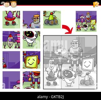 Cartoon Roboter Puzzle-Spiel Stock Vektor