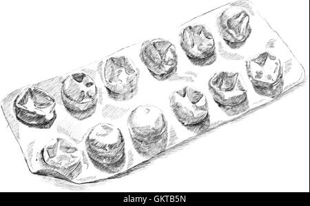 Runde Tabletten in einem Blister pack Stock Vektor