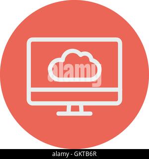 Monitor mit Wolkensymbol dünne Linie Stock Vektor
