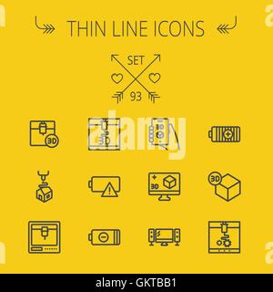 Technologie-dünne Linie-Icon-set Stock Vektor