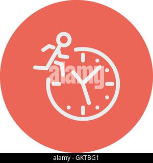 Mann läuft auf Zeit dünne Liniensymbol Stock Vektor