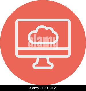 Monitor mit Wolkensymbol dünne Linie Stock Vektor