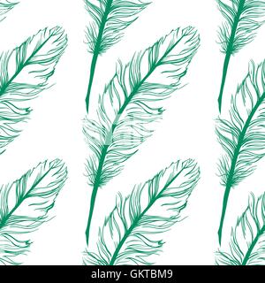 Peacock Feather nahtlose Muster im Hintergrund. Stock Vektor