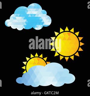 Wetter-Icon-Set auf schwarzem Hintergrund Stock Vektor