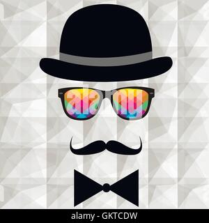 Vintage Silhouette der Zylinderhut und Schnurrbärte Stock Vektor