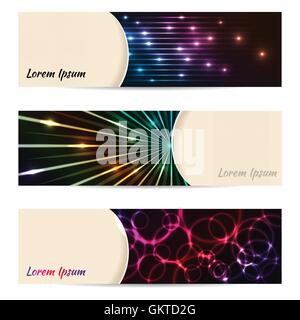 Coole Banner-Set 3 mit Laser Plasma platzen Stock Vektor