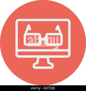 Gläser in Computer-Monitor-dünne Linie-Symbol Stock Vektor