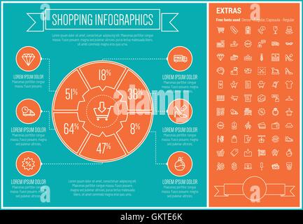 Shopping Line Infografik Entwurfsvorlage Stock Vektor