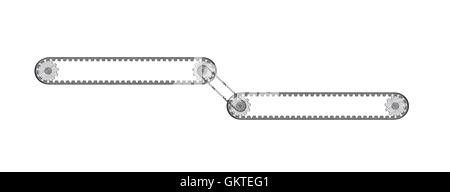 zwei verbundene Förderbänder mit zwei Zahnräder Stock Vektor