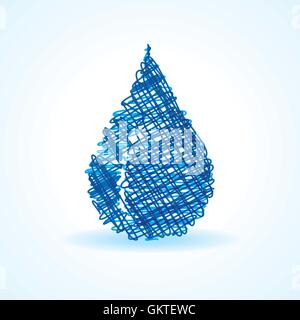 Skizzierte blauen Wassertropfen Design Lager Vektor Stock Vektor