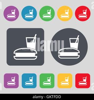 Lunch Box Symbol Zeichen. Ein Satz von 12 farbige Tasten. Flaches Design. Vektor Stock Vektor