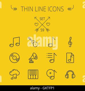 Musik und Unterhaltung dünne Linie-Icon-set Stock Vektor
