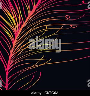 Pfauenfeder in schwarzem Hintergrund Stock Vektor