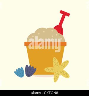 Niedlich schönen Sand-Eimer isoliert auf gelb Stock Vektor