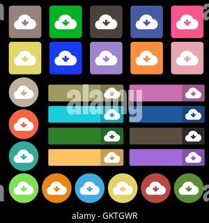 Download von Wolke Symbol Zeichen. Eingestellt von siebenundzwanzig mehrfarbige flache Schaltflächen. Vektor Stock Vektor