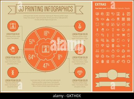 Drei D Line Design Infografik Vorlage drucken Stock Vektor