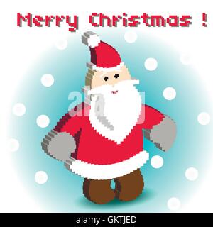 Pixel-Kunst-Set von Icons mit dem Weihnachtsmann. Stock Vektor