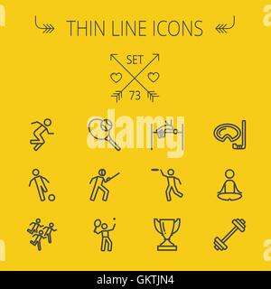 Sport-dünne Linie-Icon-set Stock Vektor