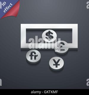 Währungen der Welt Symbol Symbol. 3D-Stil. Trendiges, modernes Design mit Platz für Ihren Text vektor Stock Vektor