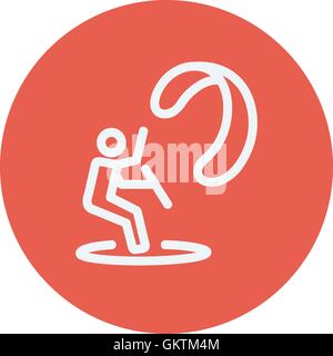 Kitesurfen-dünne Linie-Symbol Stock Vektor