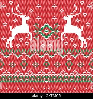 Nahtlose Muster mit Weihnachten Hirsche auf einem Hintergrund. Stock Vektor