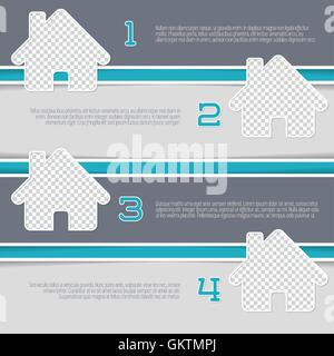 Infografik-Design mit Haus geprägt Foto Container Stock Vektor