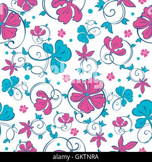 Vektor Swirly lebendigen Blumen nahtlose Muster Stock Vektor