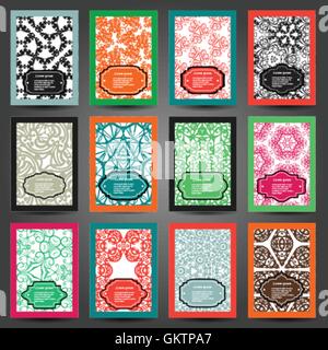 Retro business Einladung Set card. Vektor. Vintage dekorative Elemente. Hand gezeichnet Hintergrund. Islam, arabische, indische, osmanische Motive. Stock Vektor