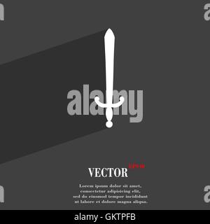 das Schwert-Symbol Symbol flach moderne Webdesign mit langen Schatten und Platz für Ihren Text. Vektor Stock Vektor