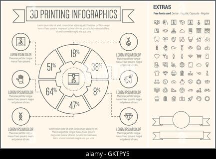 Drei D Line Design Infografik Vorlage drucken Stock Vektor