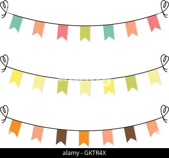 Niedliche Fahnen Clipart für Baby-Dusche-Set isoliert auf weiss Stock Vektor