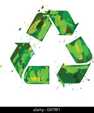 Vektor Recycling Symbol mit Aquarell-Farben. Stock Vektor