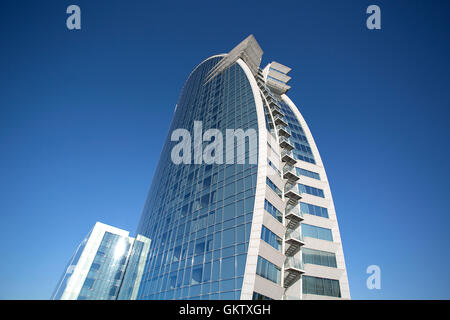 W Hotel in Barcelona direkt am Meer. Im Volksmund bekannt als das Hotel Vela (Segel-Hotel). Stockfoto