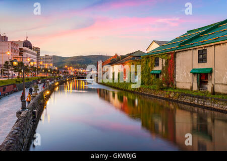 Otaru, Japan-Kanal und Lager Altstadt. Stockfoto