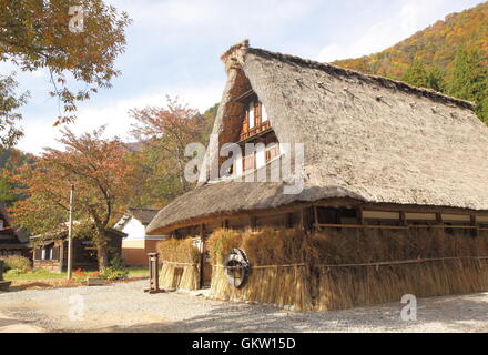 Gokayama traditionelles Dorf in Japan, beherbergt die UNESCO-Liste des Weltkulturerbes aufgrund seiner traditionellen Gassho Zukuri. Stockfoto