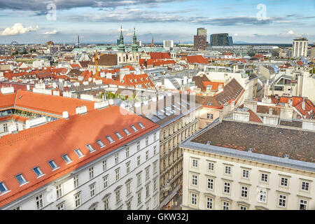 Vienna-Blick aus dem Norden Turm der St.-Stephans Kathedrale, Österreich. Stockfoto