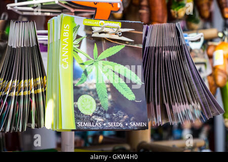 Hanfsamen Verkauf in einem Geschäft in Alcudia Mallorca Stockfoto