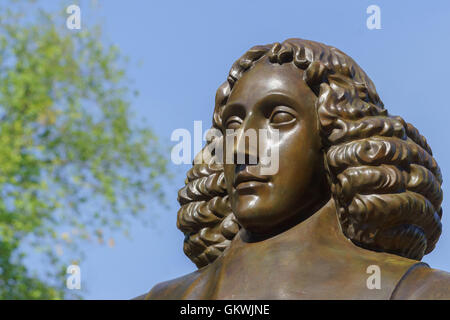 Kopf von Baruch Spinoza Statue in Amsterdam. Stockfoto