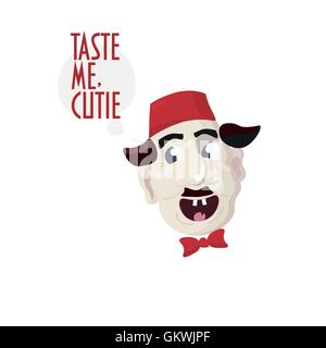 Lustiges Gesicht der türkischen Mann. Pickuper. Fez-Vektor. Barista-Vektor. Karikatur. Stock Vektor