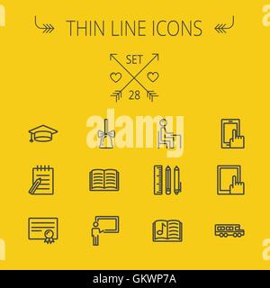 Bildung-dünne Linie-Icon-set Stock Vektor