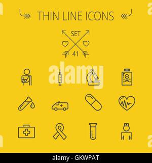 Medizin-dünne Linie-Icon-set Stock Vektor