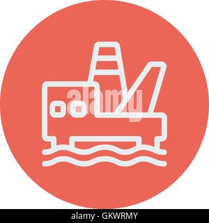 Offshore-Öl-Station-dünne Linie-Symbol Stock Vektor