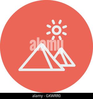 Berg und Sonne dünne Liniensymbol Stock Vektor