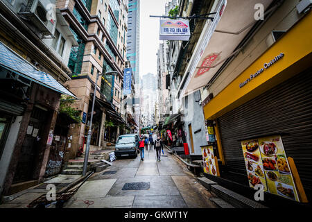 Steile Hügel am Peel Street, Central, Hong Kong. Stockfoto