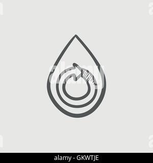 Wassertropfen mit Spirale Pfeilsymbol Skizze Stock Vektor