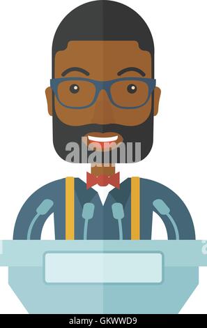 Schwarzer Lautsprecherständer hinter einem Podestplatz. Stock Vektor