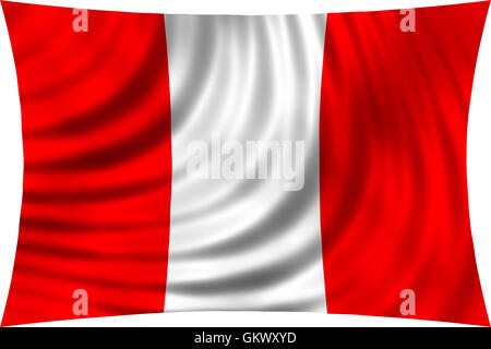Flagge von Peru wehenden Wind isoliert auf weißem Hintergrund. Peruanischen Nationalflagge. Patriotische symbolische Gestaltung. 3D gerendert Stockfoto