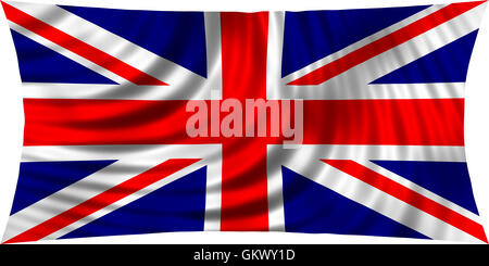 Flagge des Vereinigten Königreichs winken in Wind isoliert auf weißem Hintergrund. Britische Nationalflagge. Union Jack. Patriotischen symbol Stockfoto