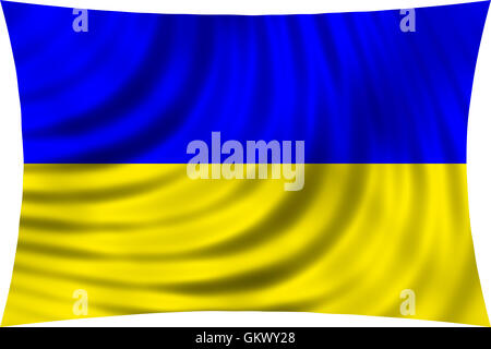 Flagge der Ukraine wehenden Wind isoliert auf weißem Hintergrund. Ukrainische Nationalflagge. Patriotische symbolische Gestaltung. 3D gerendert Stockfoto